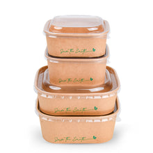 Cargar imagen en el visor de la galería, Tarrinas Cuadradas Kraft 650 ml + Tapa rPET