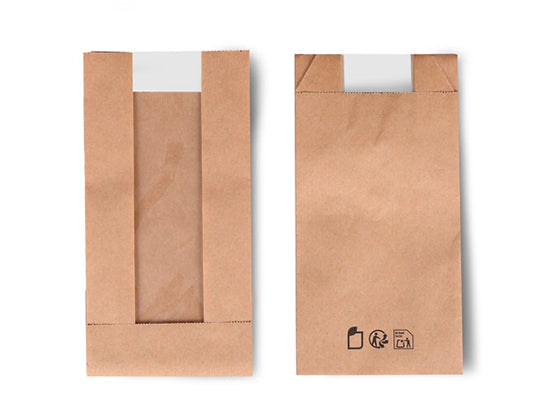 Bolsa kraft con ventana "DELUXE" 50 gsm 11x5x21cm (1000 unid/caja)-(exclusivo online)