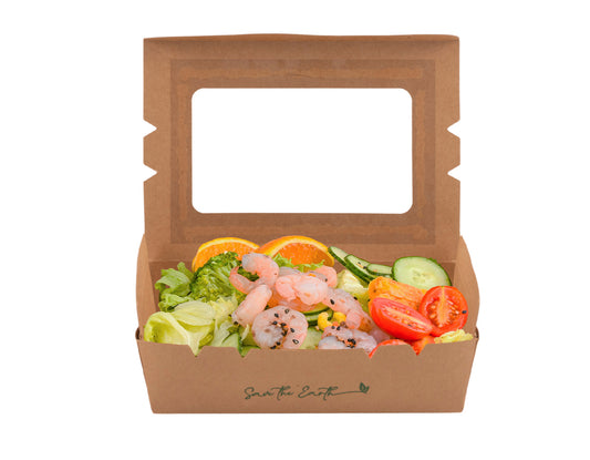 Caja Kraft con Ventana 2100ml (19,5x14x6,5cm)