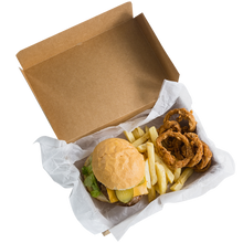 Cargar imagen en el visor de la galería, Caja Kraft Hamburguesa + Patatas 22,5x18x9cm (200 unid/caja) (exclusivo online)