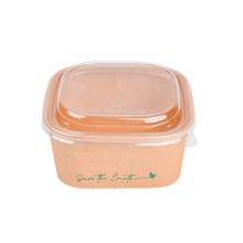 Cargar imagen en el visor de la galería, Tarrinas Cuadradas Kraft 650 ml + Tapa rPET
