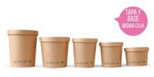 Cargar imagen en el visor de la galería, Sopera Cartón + Tapa Kraft 450ml (Combo)- 16oz