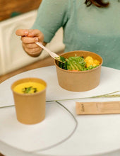 Cargar imagen en el visor de la galería, Sopera Cartón + Tapa Kraft 500ml (Combo)- 16oz