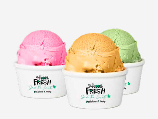 Tapa Cúpula Cerrada para Tarrina Helado Blanca/Kraft 180 y 240ml