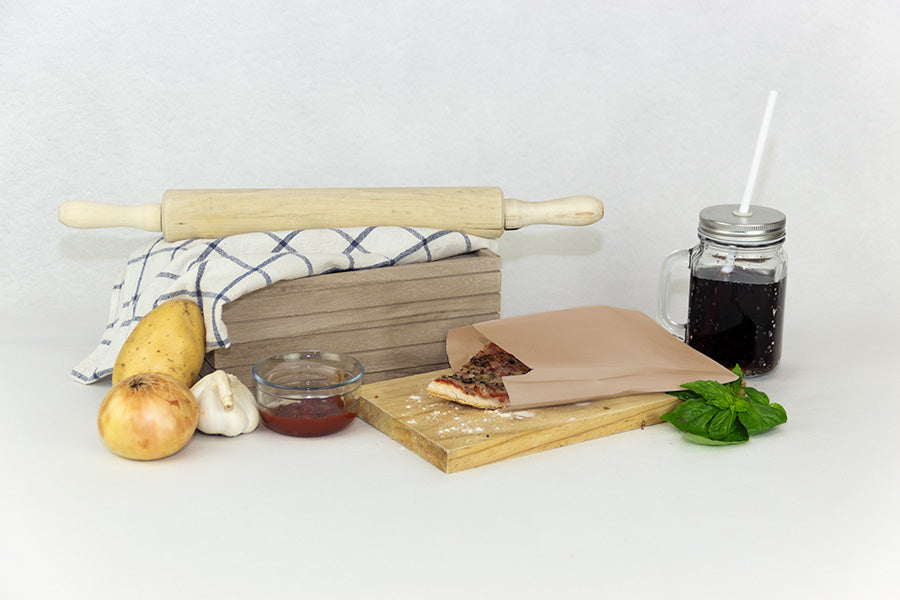 Bolsa Antigrasa Kraft para Patatas/Empanadas/Fritos 12+6x20cm