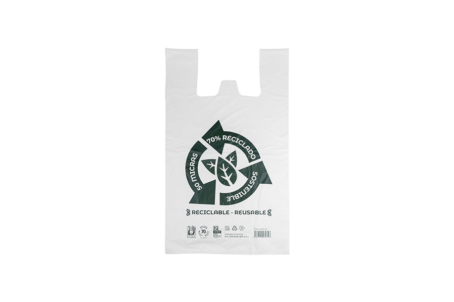 Bolsa Asa Camiseta XXL 80x85cm (50µm) Reciclada 70% (10pq. x 2kg.) (exclusivo online)