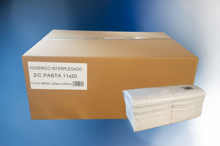 Higiénico Interplegado 11x20cm. 2 Capas 20x320u. (6400ud/caja) (exclusivo online)