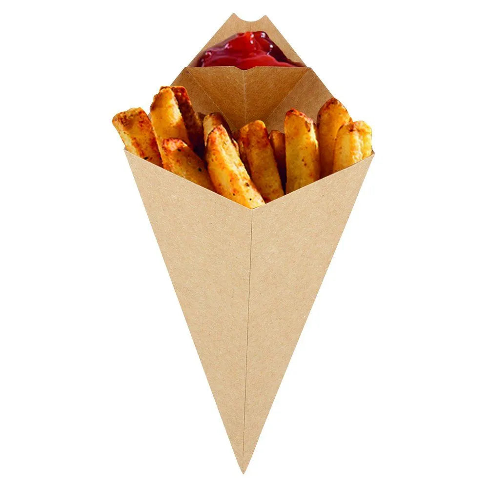 Cono Kraft con espacio para Salsa 20,5x26,5cm