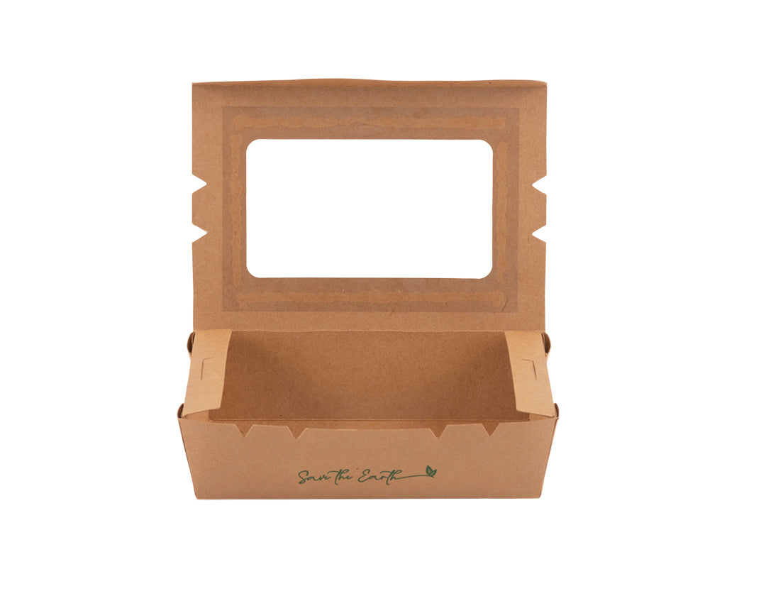 Caja Kraft con Ventana 1600ml (18x12x5cm)