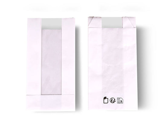 Bolsa blanca con ventana "DELUXE" 50 gsm 11x5x21cm (1000 unid/caja)-(exclusivo online)