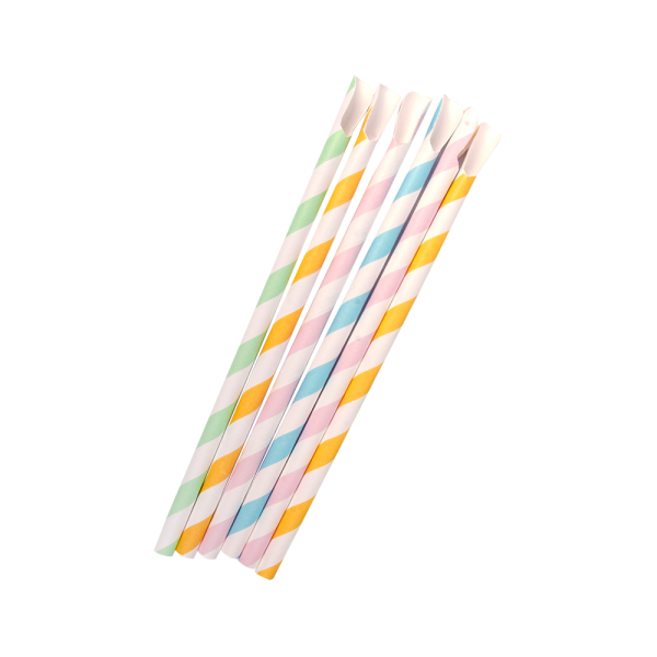 Pajitas Cartón Colores con Cuchara 8mm x 20cm (Gruesas) (5000 unid/caja) (exclusivo online)
