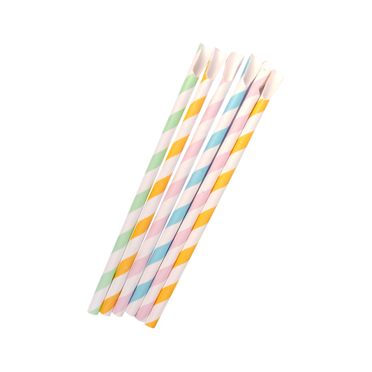 Pajitas Cartón Colores con Cuchara 8mm x 20cm (Gruesas) (5000 unid/caja) (exclusivo online)