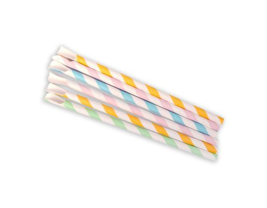 Pajitas Cartón Colores con Cuchara 8mm x 20cm (Gruesas) (5000 unid/caja) (exclusivo online)