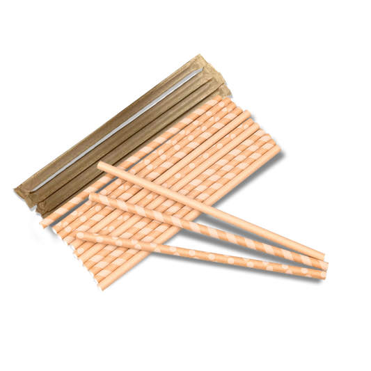 Pajitas Papel Kraft Variado Enfundadas 8mm x 23cm (Gruesas) (5000 unid/caja)(exclusivo online)