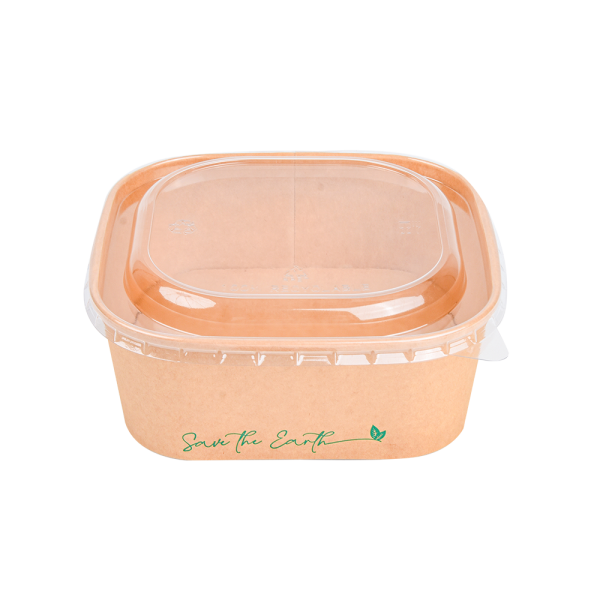 Tarrinas Cuadradas Kraft 1000 ml + Tapa rPET