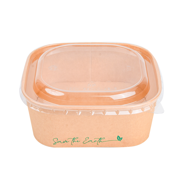 Tarrinas  Cuadradas Kraft 1300 ml + Tapa rPET