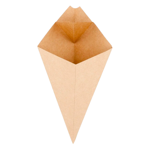 Cono Kraft con espacio para Salsa 20,5x26,5cm