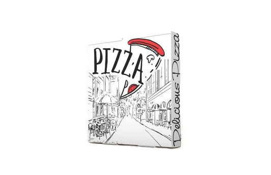 Caja Pizza Decorada 30x30x3,5cm (100 unidades)