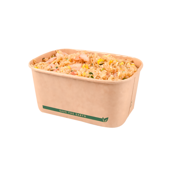 Envase Microondable Rectangular Kraft 1000 ml- 32oz (300 unid/caja) (exclusivo online)