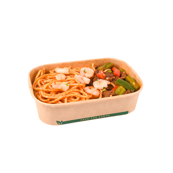 Envase Microondable Rectangular Kraft 500 ml- 16oz