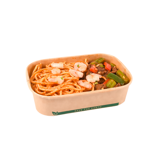 Envase Microondable Rectangular Kraft 500 ml- 16oz