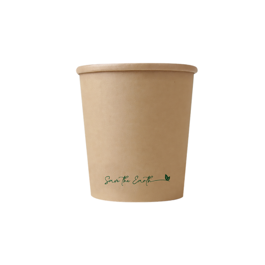 Sopera Cartón + Tapa Kraft 350ml (Combo)- 12oz