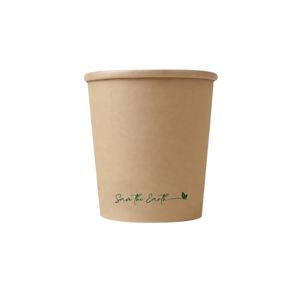 Envase redondo 12 oz Kraft 350 ml con tapa PP (Combo)