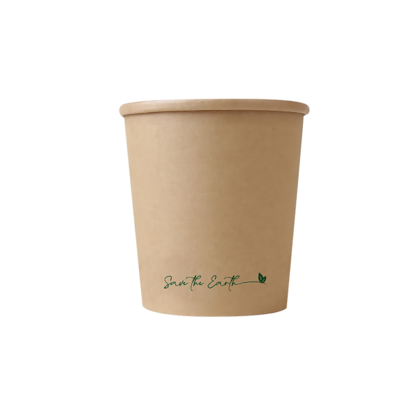 12 oz Kraft 350 ml round container with PP lid (300 units/box)