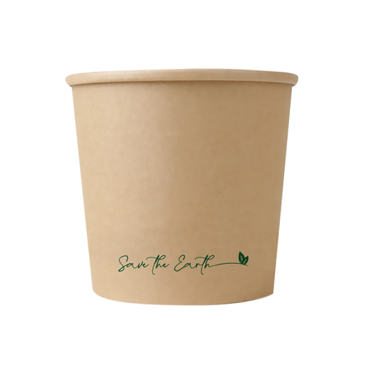 Envase redondo 26 oz Kraft 750 ml con tapa PP (Combo)