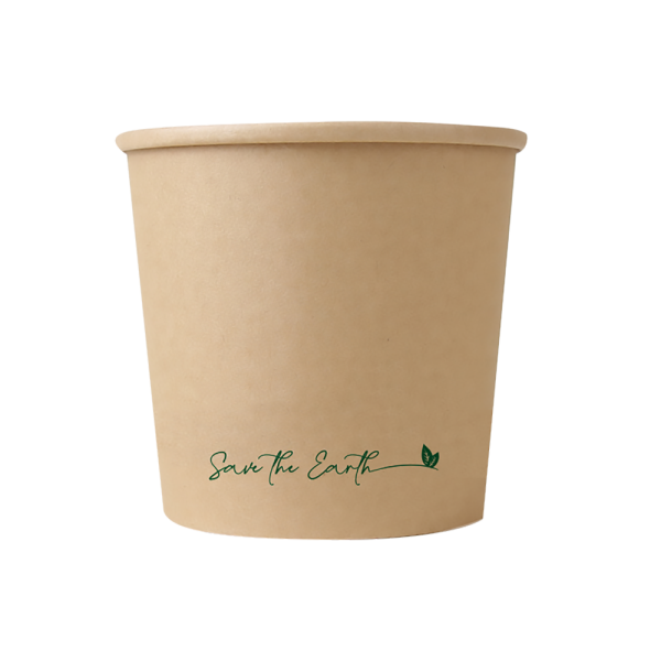 26 oz Kraft 750 ml round container with PP lid (300 units/box)
