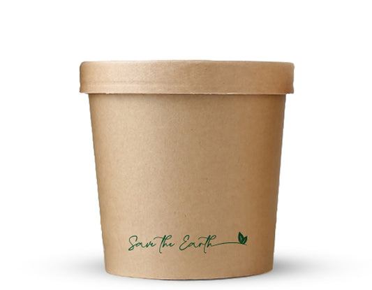 Sopera Cartón + Tapa Kraft 750ml (Combo)- 26oz (300 unid/caja) (exclusivo online)