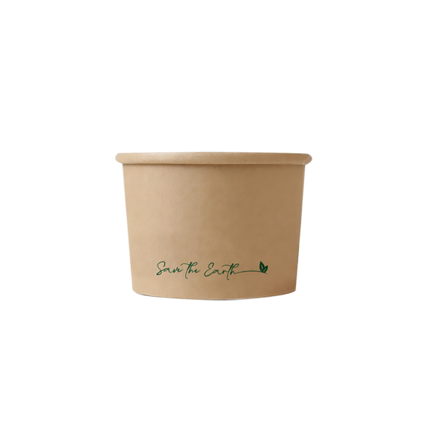 Envase redondo 8 oz Kraft 250 ml con tapa PP (Combo)