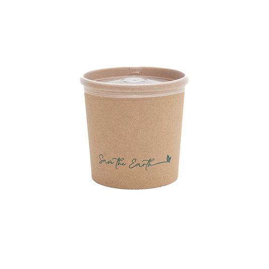 Envase redondo 12 oz Kraft 350 ml con tapa PP (Combo)