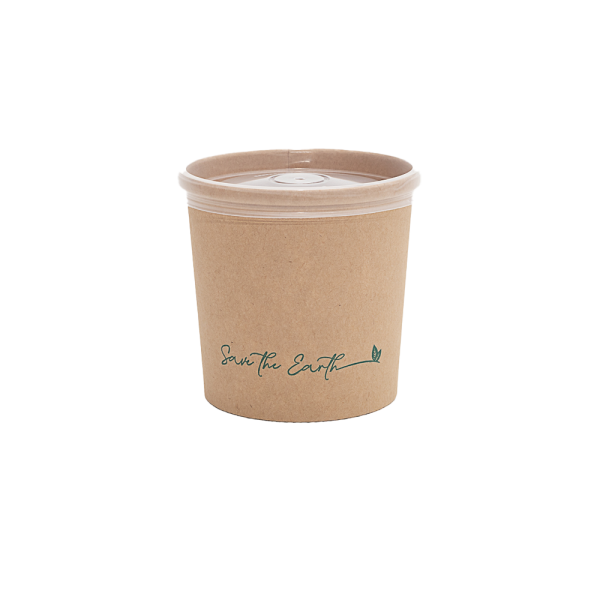 12 oz Kraft 350 ml round container with PP lid (300 units/box)