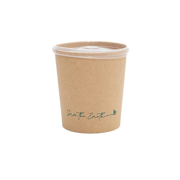 Envase redondo 16 oz Kraft 500 ml con tapa PP (Combo)