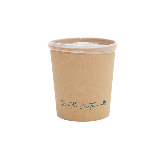 Envase redondo 16 oz Kraft 500 ml con tapa PP (Combo)