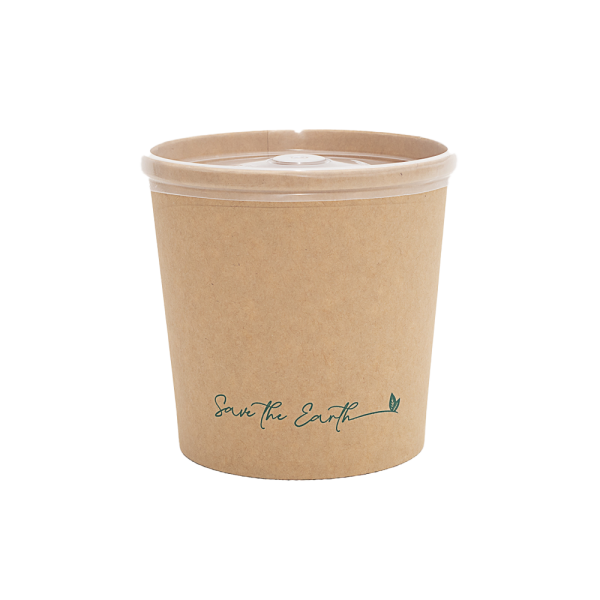 26 oz Kraft 750 ml round container with PP lid (300 units/box)