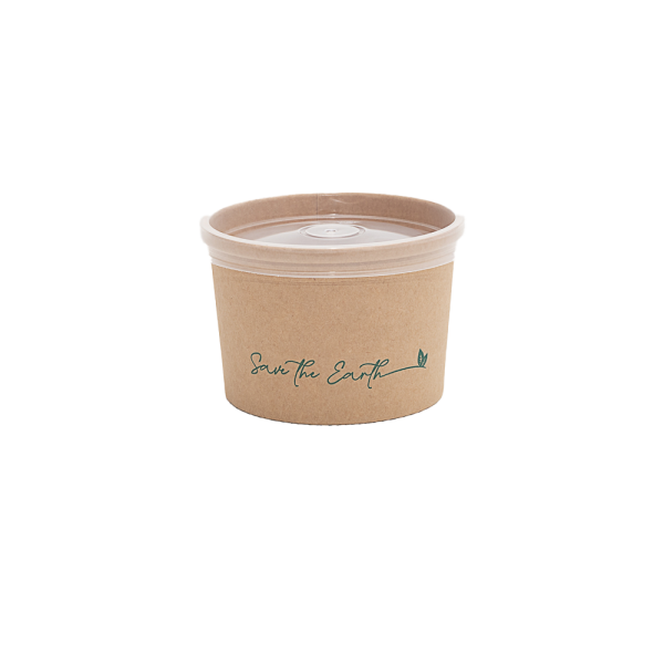 8 oz Kraft 250 ml round container with PP lid (300 units/box)