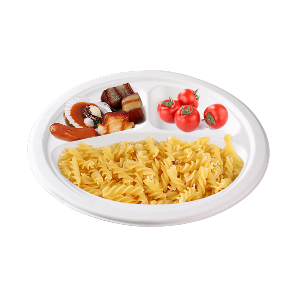 Plato Caña de Azúcar 26cm- 3 compartimentos (500 unid/caja)- (exclusivo online)