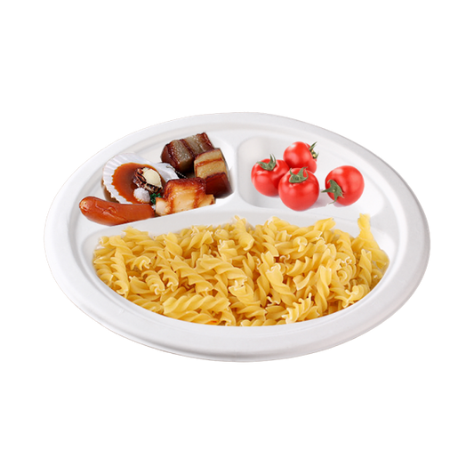 Plato Caña de Azúcar 26cm- 3 compartimentos (500 unid/caja)- (exclusivo online)