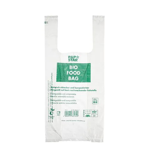 Bolsa Camiseta Compostable 55x28x20cm (alto x ancho x fuelle), 100 unid/rollo