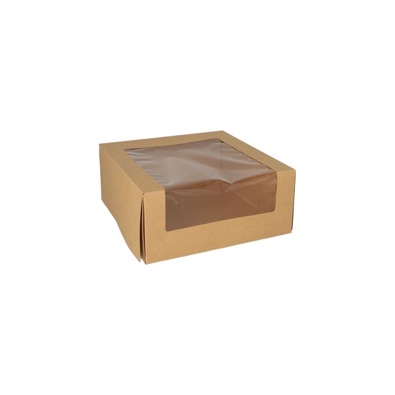 Cajas para Tarta 23 x 23 x 10 cm con ventana de PLA (25 unid/pack)