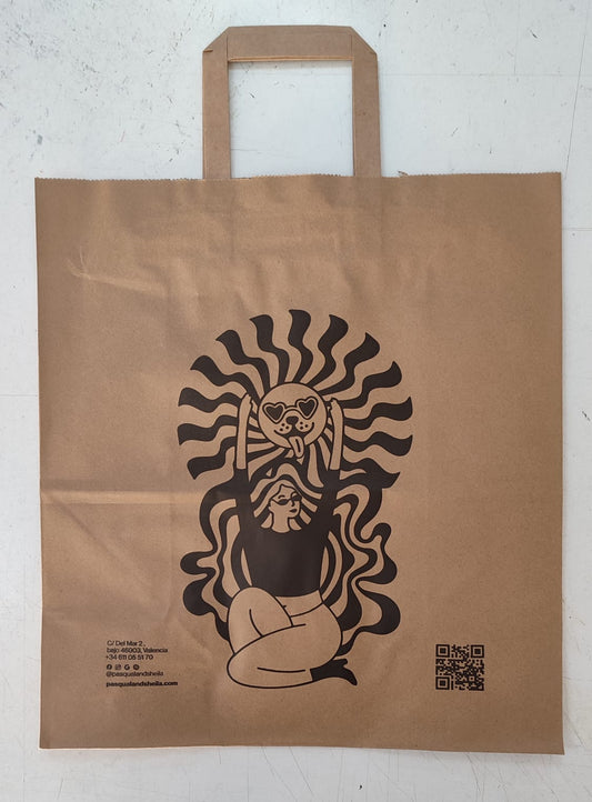 Bolsa Kraft Asa Plana XS (22+10x29cm) (personalizada a 1 tinta- a 2 caras)- 1500 unidades