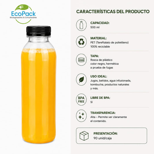 Botella 100% Reciclada 500ml (90 unid/caja)
