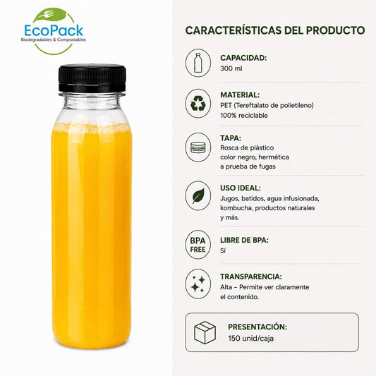 Botella 100% Reciclada 300ml (150 unid/caja)