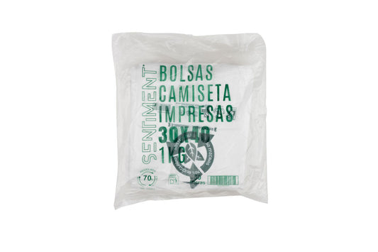 Bolsa Asa Camiseta PEQUEÑA 30x40cm (50µm) Reciclada 70%