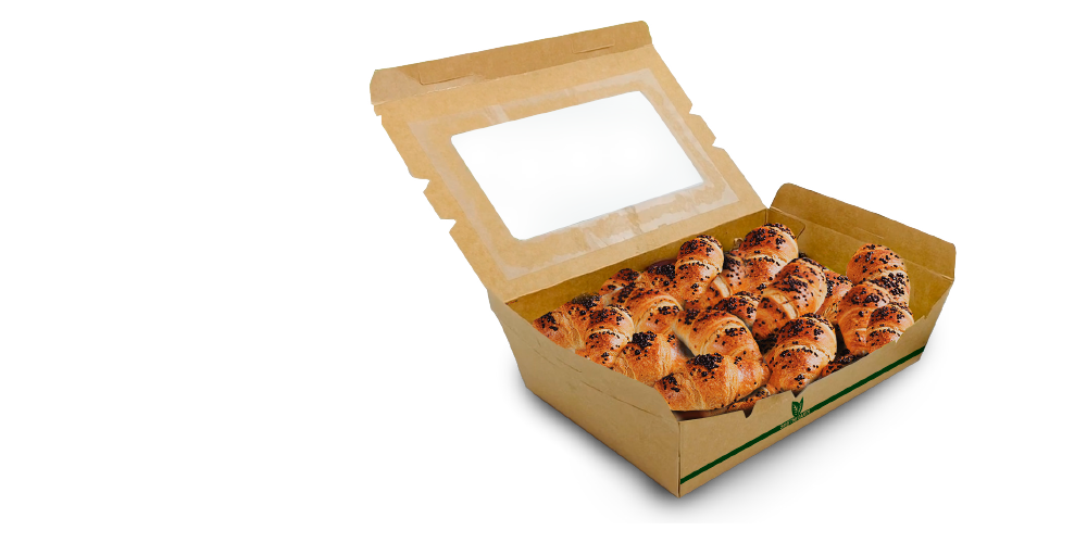Caja Kraft con Ventana 900ml (15x10x4,5cm)