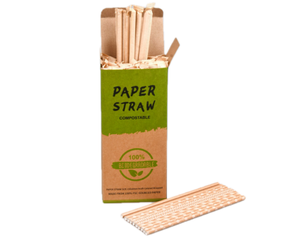 Pajitas Papel Kraft Variado Enfundadas 8mm x 23cm (Gruesas) (5000 unid/caja)(exclusivo online)