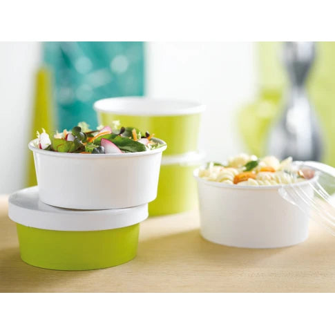 Ensaladera Blanca Cartón 500 ml + Tapa rPET Antivaho (200 unid/caja) (exclusivo online)