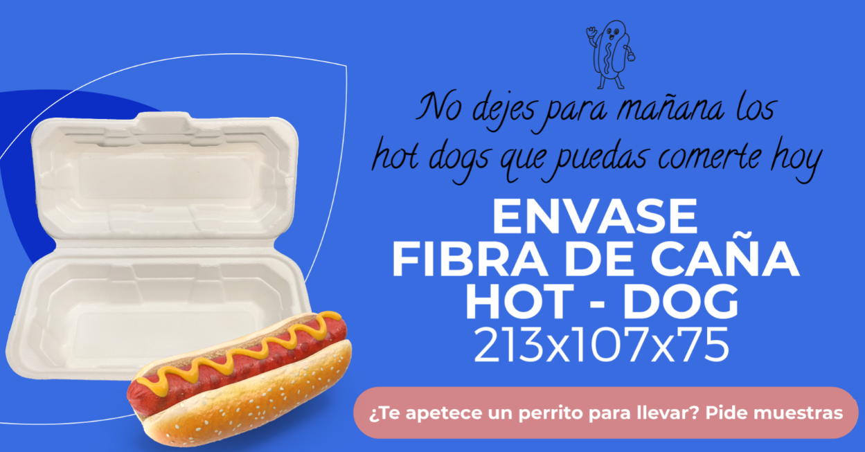 Envase Fibra de Caña 21,3x10,7x7,5cm Hot Dog